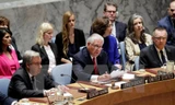 Ngoại trưởng Rex Tillerson (giữa) tại cuộc họp của Hội đồng Bảo an Liên hợp quốc ở New York, Mỹ ngày 28/4. (Nguồn: THX/TTXVN)