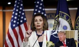 Chủ tịch Hạ viện Mỹ Nancy Pelosi và Tổng thống Mỹ Donald Trump. Ảnh: AP, Xinhua.