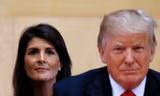 Đại sứ Mỹ tại LHQ Nikky Haley (trái) và Tổng thống Mỹ Donald Trump (phải). Ảnh: RT