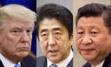 Tổng thống Mỹ Donald Trump (trái), Thủ tướng Nhật Bản Shinzo Abe (giữa) và Chủ tịch Trung Quốc Tập Cận Bình (phải).