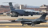 Chiến đấu cơ F-16 của Mỹ xuất hiện tại Hàn Quốc hồi cuối tháng 3. Ảnh: Yonhap
