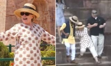 Ngã liên tục, bà Hillary Clinton bỏ dép, đi chân đất tại Ấn Độ
