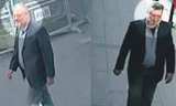 Nhà báo Jamal Khashoggi (trái) và ông Mustafa al-Madaini (phải) - người cải trang thành Khashoggi rời khỏi lãnh sự quán. Ảnh cắt từ video an ninh