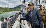 Tổng thống Indonesia Joko Widodo thăm căn cứ quân sự trên quần đảo Natuna Ảnh: Phủ Tổng thống Indonesia 