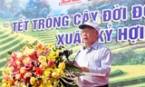 Tổng Bí thư, Chủ tịch nước Nguyễn Phú Trọng phát biểu tại Lễ phát động Tết trồng cây (ảnh N.B)