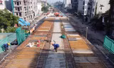 Nhìn từ trên cao cầu vượt tuyến đường nghìn tỷ ở quận Long Biên đang thi công gấp rút