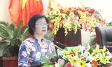 Bà Đặng Thị Kim Liên (Chủ tịch UBMTTQ TP Đà Nẵng) phát biểu tại kỳ họp thứ 15, HĐND TP Đà Nẵng khoá IX. 
