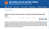 Đình bản báo Pháp luật Việt Nam điện tử 3 tháng, phạt 325 triệu đồng