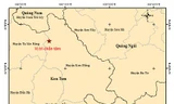 Ví trị nơi xảy ra trận động đất mới nhất ở huyện Kon Plong, tỉnh Kon Tum. 