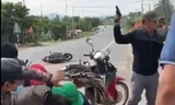 Công an (áo đen) nổ súng chỉ thiên bắt giữ đối tượng Nguyễn Văn Trực