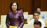 Hôm nay, dự kiến đại biểu Quốc hội sẽ thực hiện hoạt động chất vấn vào một số lĩnh vực trong đó có Tài chính - Ngân hàng. Trong ảnh là Thống đốc Ngân hàng Nguyễn Thị Hồng tại nghị trường. Ảnh: Như Ý 