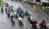 Mưa sầm sập giờ tan tầm, nhiều tuyến đường TPHCM chìm trong nước 