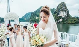 Hương Giang Idol diện váy cưới lộng lẫy ở vịnh Hạ Long