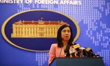 Người phát ngôn Bộ Ngoại giao Lê Thị Thu Hằng tại cuộc họp báo thường kỳ ngày 8/11 Ảnh: P.V 
