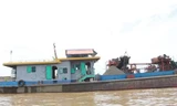 Cát tặc trên sông Hồng. Ảnh: Minh Đức
