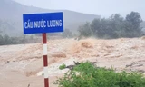 Mưa lớn ở Bình Định, nước tràn qua cầu