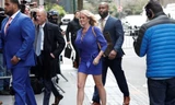 Diễn viên phim người lớn Stormy Daniels đến trường quay của đài ABC tháng 4/2018. (Ảnh: Reuters)
