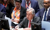 Tổng Thư ký Liên Hợp Quốc Antonio Guterres phát biểu trong phiên họp ngày 24/10. (Ảnh: AP)
