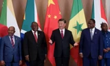 Chủ tịch Trung Quốc Tập Cận Bình và Tổng thống Nam Phi Cyril Ramaphosa tại thượng đỉnh BRICS ở Nam Phi ngày 24/8. (Ảnh: Reuters)