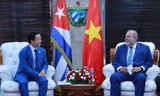 Phó Thủ tướng Trần Hồng Hà trong cuộc hội kiến Thủ tướng Cuba Manuel Marrero Cruz. (Ảnh: Mofa)