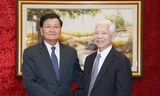 Tổng Bí thư, Chủ tịch nước Lào gặp gỡ các đồng chí nguyên Chủ tịch nước Nguyễn Minh Triết và Trương Tấn Sang
