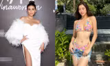 Lương Thuỳ Linh nóng bỏng với bikini, Võ Hoàng Yến mặc váy lông vũ trễ nải vòng 1 quyến rũ