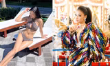 Hoàng Thuỳ khoe dáng nóng bỏng với bikini, Kiều Loan diện váy sequin cắt xẻ sexy 