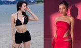 Kỳ Duyên mặc váy cut-out khoe eo nóng bỏng, Doãn Hải My quyến rũ với bikini trên biển