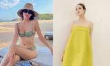 Lương Thùy Linh khoe body 'đồng hồ cát' sexy với bikini, Á hậu Hoàng Anh sành điệu với váy màu neon