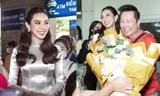 Hoa hậu Thùy Tiên diện áo dài nền nã ra sân bay đón Mr. Nawat và Hoa hậu Hòa bình Thái Lan 2022