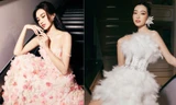 Đỗ Thị Hà đẹp như công chúa, Đỗ Mỹ Linh khoe vai trần quyến rũ với váy lông vũ