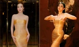 Cùng mặc váy màu vàng gold bó sát, Đỗ Mỹ Linh-Lương Thùy Linh khoe body 'đồng hồ cát' sexy