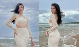 Á hậu Phương Anh diện váy ren xuyên thấu khoe dáng sexy trên biển trước thềm Hoa hậu Quốc tế