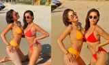 Võ Hoàng Yến, Mâu Thủy 'đốt mắt' fans với bikini trên biển dịp đầu năm