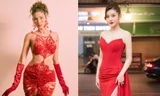 Hoàng Thuỳ mặc đầm xuyên thấu 'bỏng mắt', Huyền My diện váy dạ hội đỏ rực khoe vai trần