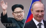 Nhà lãnh đạo Triều Tiên Kim Jong-un và Tổng thống Nga Vladimir Putin. (Ảnh: Express/TTXVN)