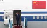 Chủ tịch Trung Quốc Tập Cận Bình xuống sân bay Nội Bài, bắt đầu chuyến thăm chính thức Việt Nam. Ảnh: Mạnh Thắng.