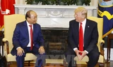 Hình ảnh Tổng thống Hoa Kỳ Donald Trump đón Thủ tướng Nguyễn Xuân Phúc