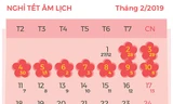 Lịch nghỉ Tết Âm lịch năm 2019. 