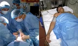 Anh Nguyễn Văn Phó đang được mổ ruột thừa và sau khi được mổ ruột thừa.