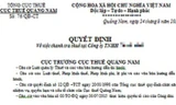 Quyết định Thanh tra của Cục Thuế Quảng Nam bị làm giả, gửi đến bằng đường thư điện tử đến một Cty tại Đại Lộc hồi tháng 10 vừa qua.