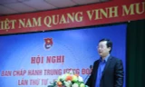 Bí thư thứ nhất T.Ư Đoàn Lê Quốc Phong phát biểu tại lễ khai mạc Hội nghị.