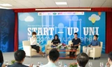 Các gương mặt khởi nghiệp thành công bạn Nguyễn Hà San - Giám đốc Marketing tại TechKids – Coding school và ILIAT school, Đại đại sứ Google Việt Nam, Nguyễn Việt Hùng - CEO Colour Me, Đỗ Tiến Hưng – CEO G.V.N trong buổi lễ phát động cuộc thi