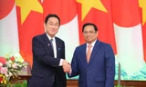 Thủ tướng Phạm Minh Chính và Thủ tướng Nhật Bản Kishida Fumio tại cuộc họp báo chung. (Ảnh: Trọng Tài)