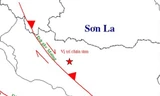  Vị trí tâm chấn động đất huyện Mường La, Sơn La lúc 19 giờ 14. (Nguồn: Viện Vật lý địa cầu) 