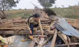 Voi húc đổ nhà trong đêm, 3 mẹ con suýt mất mạng