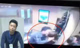 Người đàn ông làm việc tại cơ quan và hình ảnh camera ghi lại.