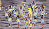 Đoàn Ukraine dự lễ khai mạc Olympic Tokyo 2020. (Ảnh: Reuters)