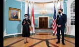 Ngoại trưởng Mỹ Antony Blinken và đồng cấp Indonesia trong cuộc họp báo chung ngày 3/8. (Ảnh: Reuters)