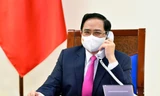 Thủ tướng Phạm Minh Chính tại cuộc điện đàm. (Ảnh: Mofa)